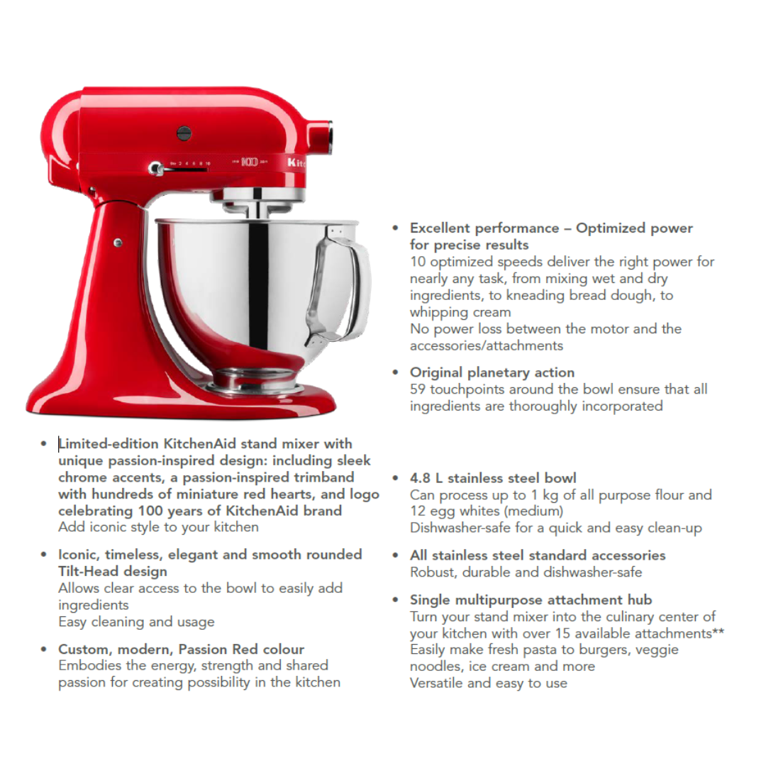 4.8L Artisan Mixer Passion Red