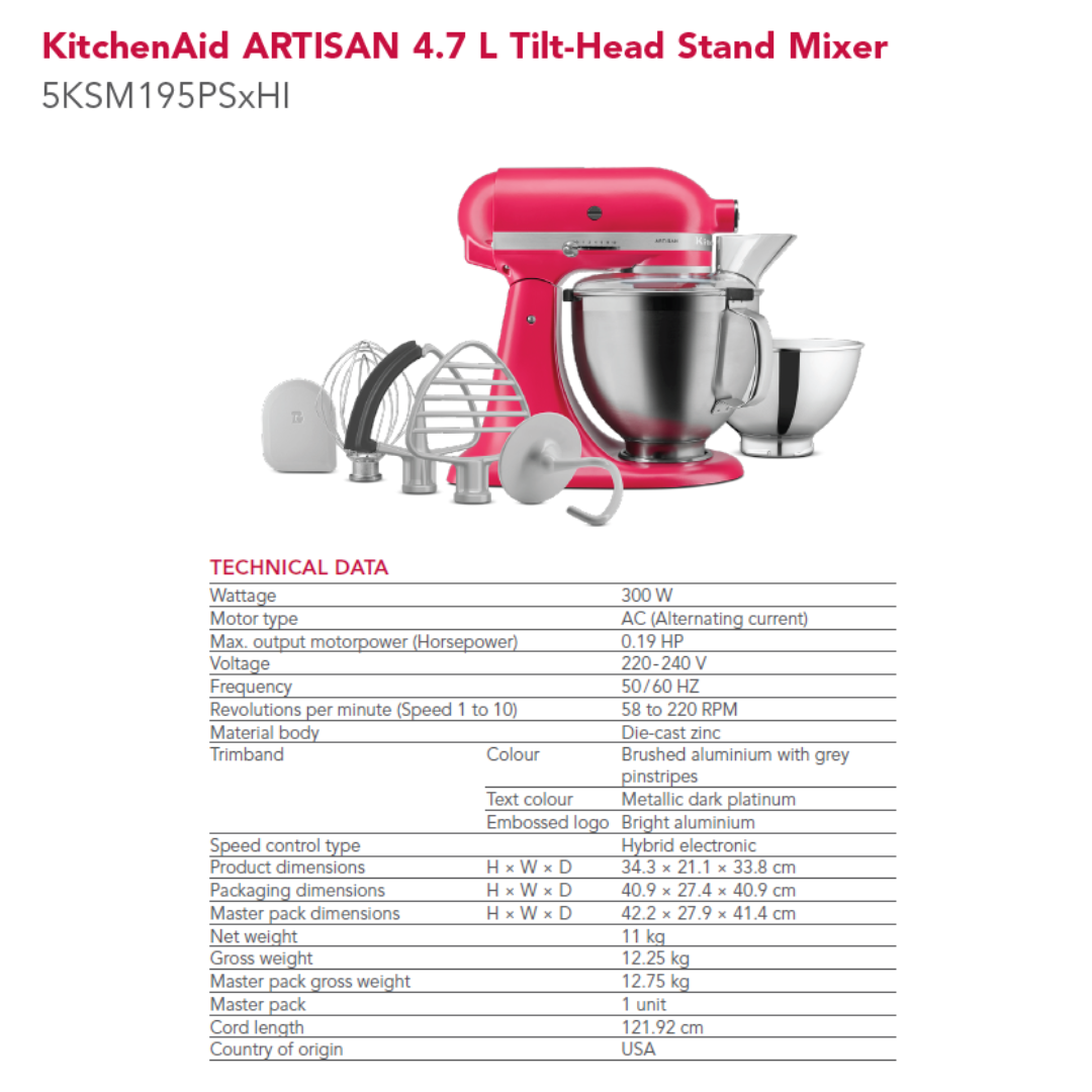 4.7L Stand Mixer Hibiscus